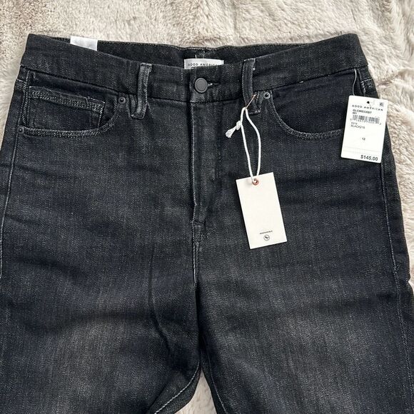 Good American Good Legs Cropped Mini Bootcut Jeans Size 12/31 - Picture 9 of 12